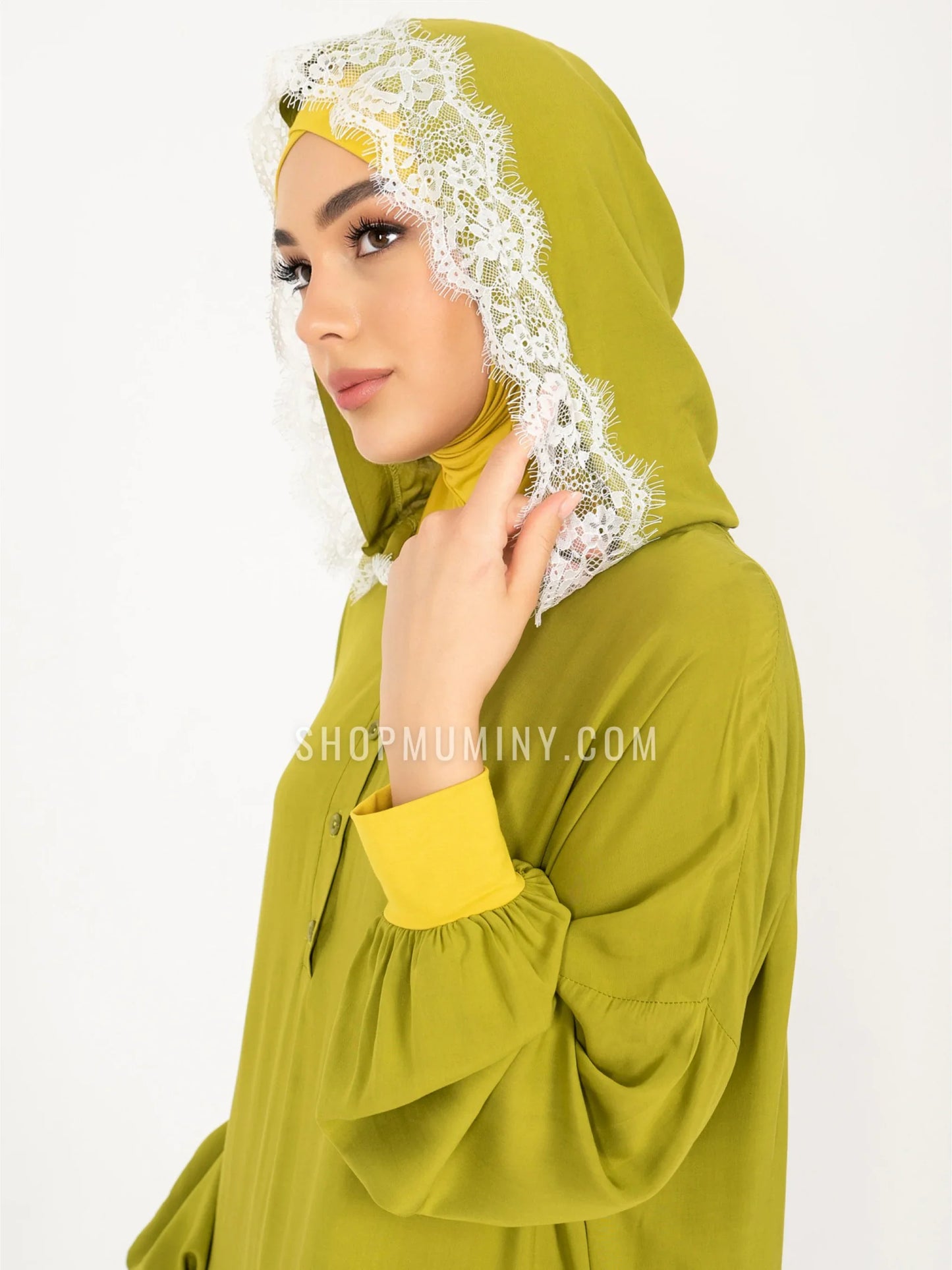 Hooded One-Piece Prayer Dress: Luminous Lime - Handmade Hooded One-Piece Prayer Dress from Muminy