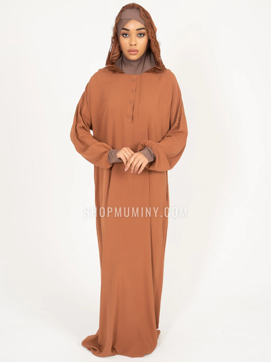 Hooded One-Piece Prayer Dress: Autumn Blaze - Handmade Hooded One-Piece Prayer Dress from Muminy