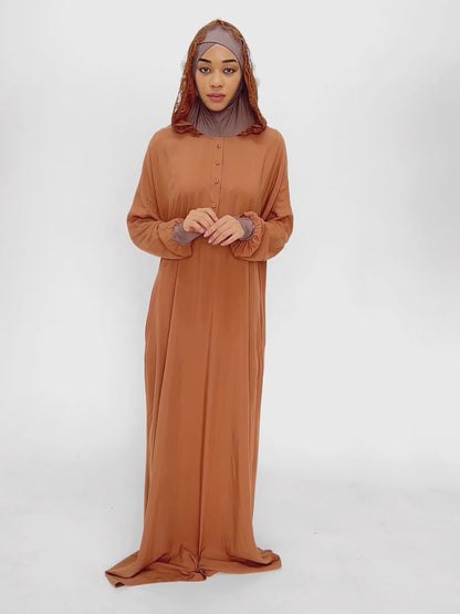 Hooded One-Piece Prayer Dress: Autumn Blaze